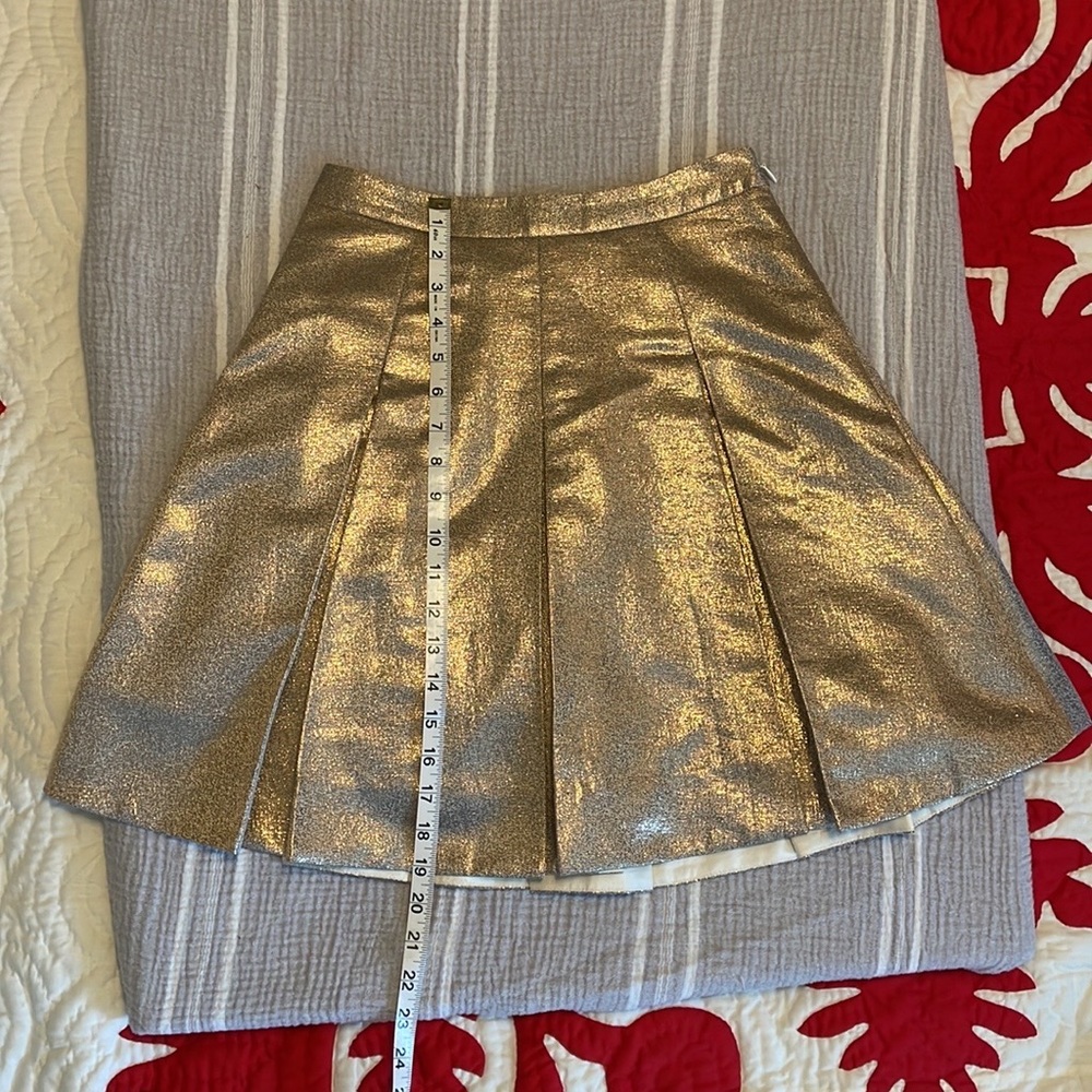 Kate Spade New York Ariella Gold Shimmer A-Line Pleated Skirt Size 2 - Picture 15 of 16